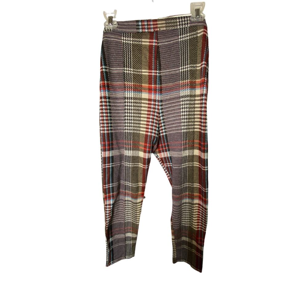 Free People Women's Size 8 Plaiid Zip Up Skinny Fit Pants Multicolor Stretch - Picture 2 of 5